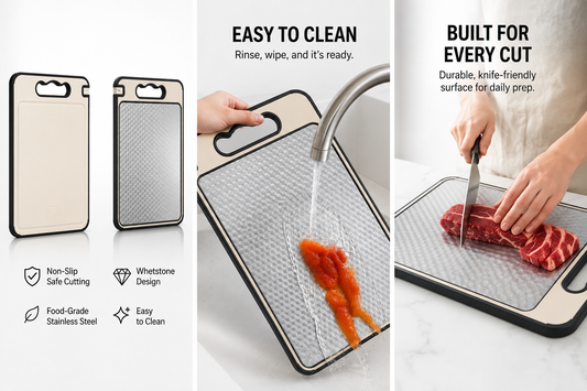 Double-Sided Stainless Steel & Plastic Cutting Board