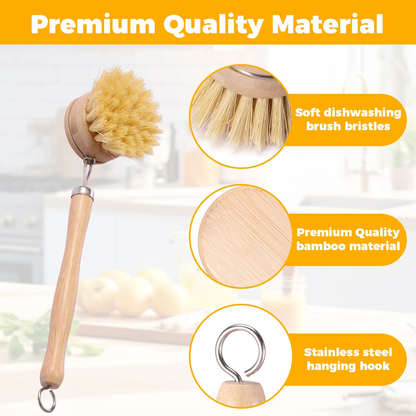 Bamboo Dish Brush Cleaning Set