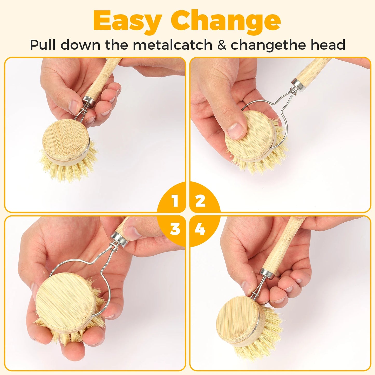 Bamboo Dish Brush Cleaning Set