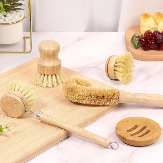 Bamboo Dish Brush Cleaning Set