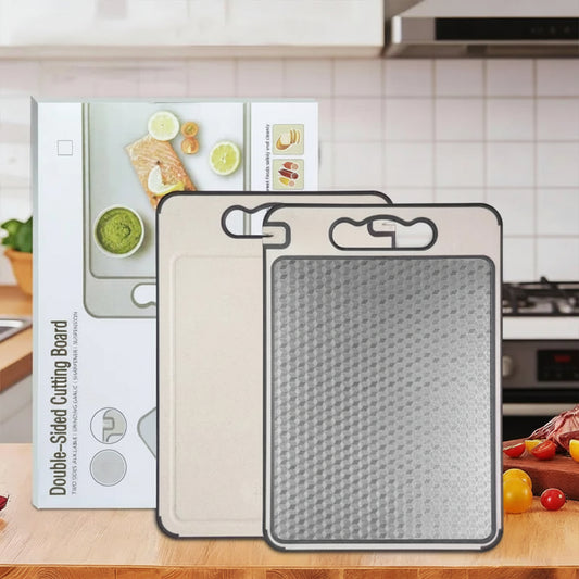 Double-Sided Stainless Steel & Plastic Cutting Board